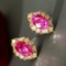 14k Gold 1.53 Ctw Natural Ruby & Diamond Earrings