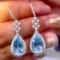 14k Gold 10.4 Ctw Natural Aquamarine & Diamond Earrings