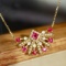 14k Gold 0.51 Ctw Natural Ruby & Diamond Pendant( Without Chain )