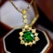14k Gold 1.48 Ctw Natural Tsavorite & Diamond Pendant( Without Chain )