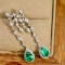 14k Gold 1.12 Ctw Natural Emerald & Diamond Earrings