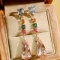 14k Gold 15.18 Ctw Natural Morganite & Sapphire Earrings