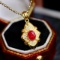 14k Gold 0.37 Ctw Natural Ruby & Diamond Pendant( Without Chain )