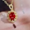 14k Gold 0.50 Ctw Natural Ruby & Diamond Pendant( Without Chain )