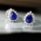 14k Gold 0.87 Ctw Natural Sapphire & Diamond Earrings