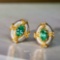 14k Gold 0.58 Ctw Natural Emerald & Diamond Earrings