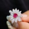 14k Gold 0.79 Ctw Natural Ruby & Diamond Ring