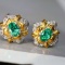 14k Gold 0.50 Ctw Natural Emerald & Diamond Earrings