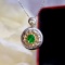 14k Gold 0.46 Ctw Natural Emerald & Diamond Pendant( Without Chain )