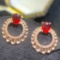 14k Gold 0.45 Ct Natural Ruby & Diamond Earrings