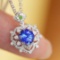 14k Gold 1.08 Ct Natural Sapphire & Diamond Pendant( Without Chain )