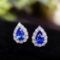14k Gold 1 Ct Natural Sapphire & Diamond Earrings