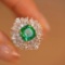 14k Gold 2.6 Ct Natural Emerald & Diamond Ring