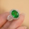 14k Gold 3.4 Ct Natural Emerald & Diamond Ring