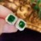 14k Gold 2.70 Ct Natural Emerald & Diamond Earrings