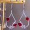 14k Gold 2.01 Ctw Natural Ruby & Diamond Earrings