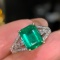 14k Gold 1.9 Ct Natural Emerald & Diamond Ring