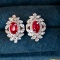 14k Gold 0.7 Ctw Natural Ruby & Diamond Earrings