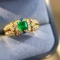 14k Gold 0.77 Ctw Natural Emerald & Diamond Ring