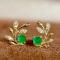 14k Gold 0.39 Ctw Natural Emerald & Diamond Earrings
