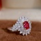 14k Gold 1.08 Ctw Natural Ruby & Diamond Ring