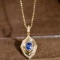 14k Gold 0.45 Ctw Natural Sapphire & Diamond Pendant( Without Chain )