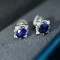14k Gold 1.11 Ctw Natural Sapphire & Diamond Earrings
