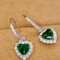 14k Gold 3.10 Ctw Natural Tsavorite & Diamond Earrings