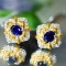 14k Gold 0.81 Ctw Natural Sapphire & Diamond Earrings