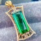 14k Gold 6.6 Ct Natural Tourmaline & Diamond Pendant( Without Chain )