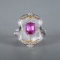 14k Gold 1.79 Ctw Natural Padparadscha Sapphire & Diamond Ring