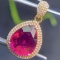 14k Gold 6.08 Ct Natural Tourmaline & Diamond Pendant( Without Chain )