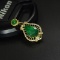 14k Gold 3.40 Ctw Vivid Green Natural Emerald & Diamond Pendant( Without Chain )