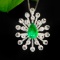 14k Gold 2.02 Ctw Vivid Green Natural Emerald & Diamond Ring/brooch/pendant( Without Chain )