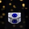 14k Gold 3.31 Ctw Natural Sapphire & Diamond & Men¡¯s Ring