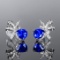 14k Gold 1.79 Ctw Natural Sapphire & Diamond Earrings