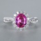 14k Gold 2.39 Ctw Natural Padparadscha Sapphire & Diamond Ring