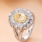 14k Gold 2.73 Ctw Natural Yellow Diamond & Diamond Ring