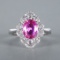 14k Gold 2.51 Ctw Natural Padparadscha Sapphire & Diamond Ring