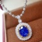 14k Gold 1.43 Ctw Natural Sapphire & Diamond Pendant( Without Chain )