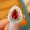 14k Gold 1.98 Ctw Natural Ruby & Diamond Ring/pendant( Without Chain )