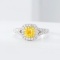 14k Gold 0.63 Ctw Natural Yellow Diamond & Diamond Ring
