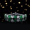 14k Gold 12.13 Ctw Vivid Green Natural Emerald & Sapphire Bracelet