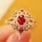 14k Gold 0.60 Ctw Natural Ruby & Ruby Ring