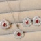 14k Gold 3.12 Ctw Natural Ruby & Diamond Jewelry Set