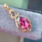 14k Gold 2.55 Ct Natural Tourmaline & Diamond Pendant( Without Chain )