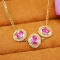 14k Gold 1.69 Ctw Natural Padparadscha Sapphire & Diamond Necklace
