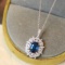 14k Gold 1.89 Ctw Natural Sapphire & Diamond Pendant( Without Chain )