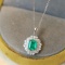 14k Gold 1.04 Ctw Natural Emerald & Diamond Pendant( Without Chain )