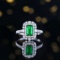 14k Gold 1.26 Ctw Vivid Green Natural Emerald & Diamond Ring